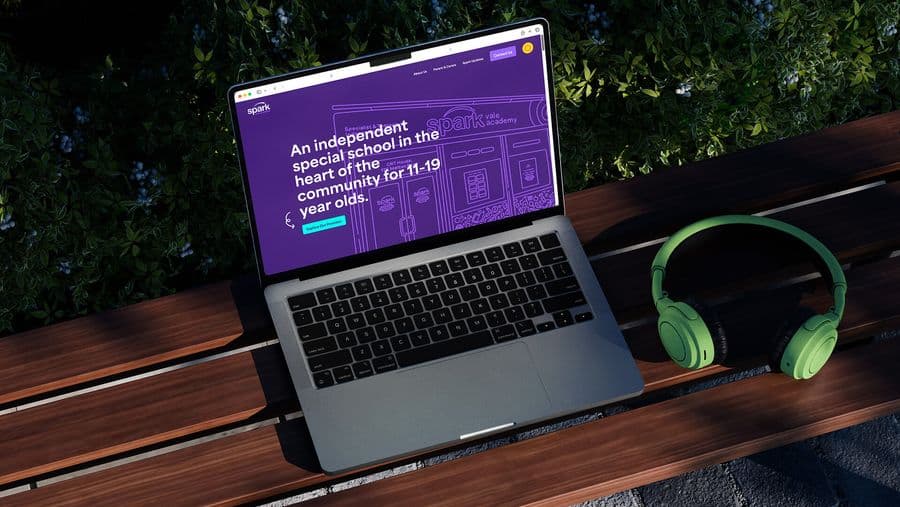 Spark Vale Academy website shown on laptop on desk, by On Poynt Creative