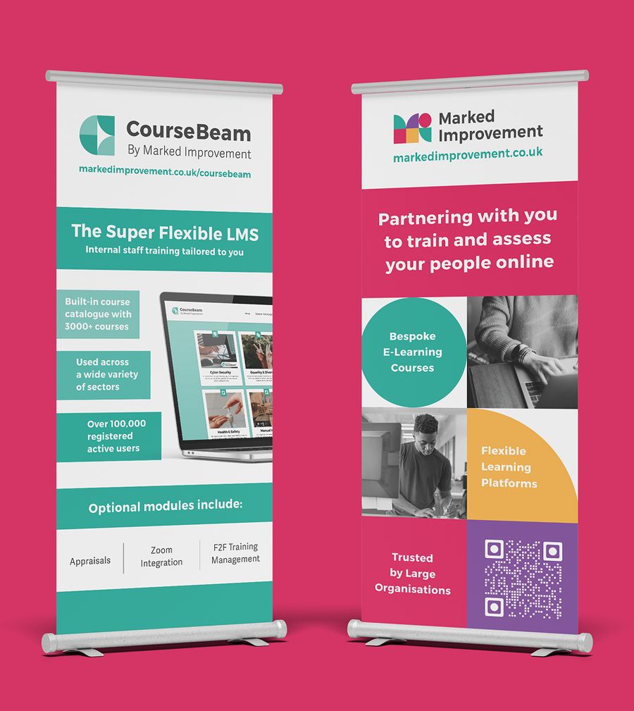 Marked Improvement and CourseBeam brochure design by On Poynt Creative