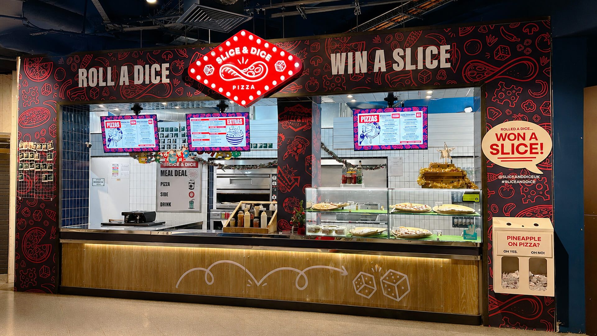 Slice & Dice storefront window signage design, by On Poynt Creative