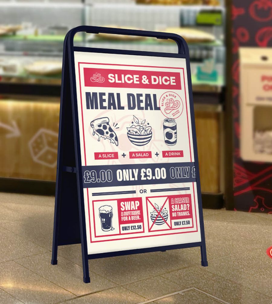 Slice & Dice Meal Deal poster signage design, by On Poynt Creative