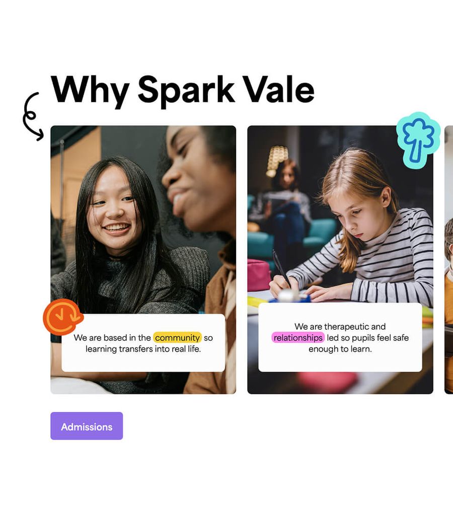 Spark Vale Academy Why Spark Vale section design, by On Poynt Creative