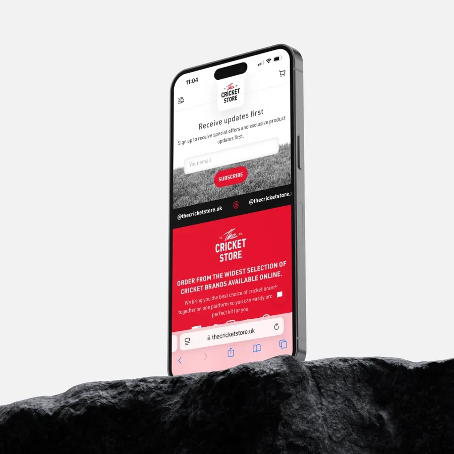 Mobile website UI design for The Cricket Store by On Poynt Creative web design agency
