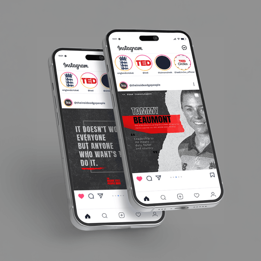 The Inside Edge Instagram social media content design on iPhone mockups by On Poynt Creative