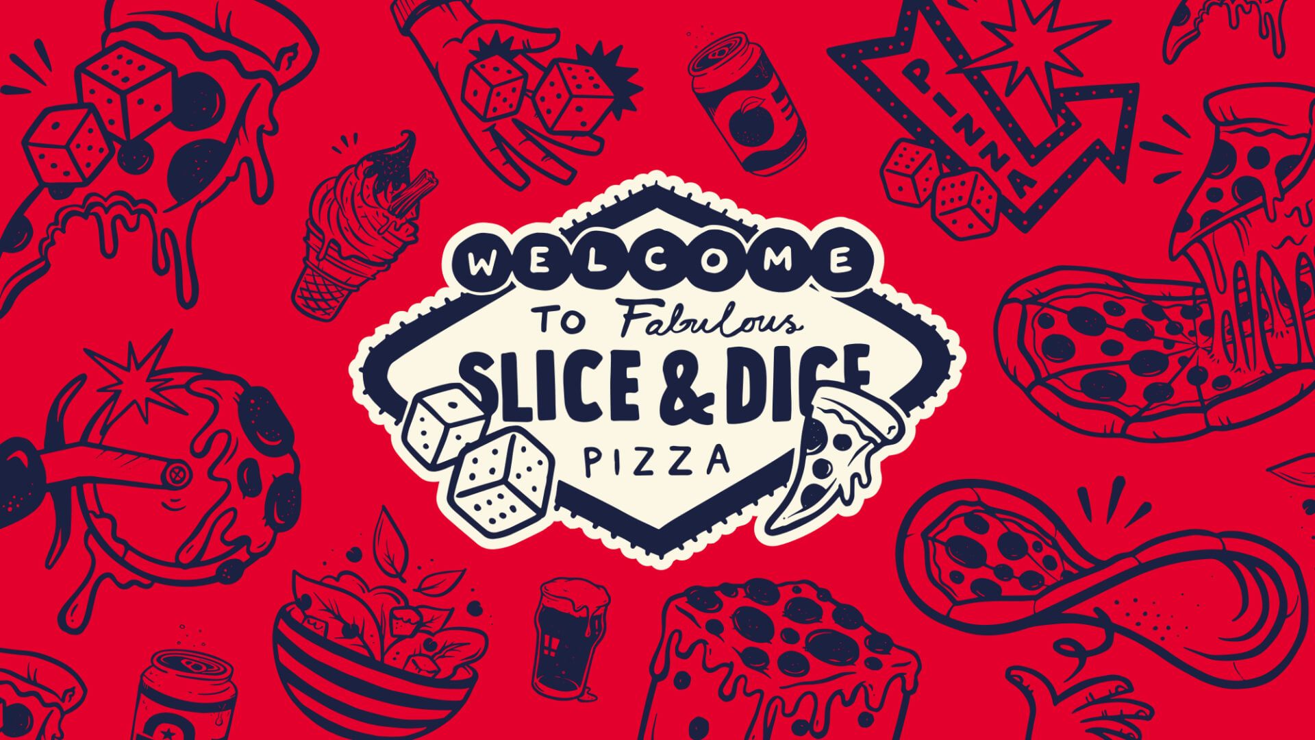 Slice & Dice pizza box branding design, by On Poynt Creative