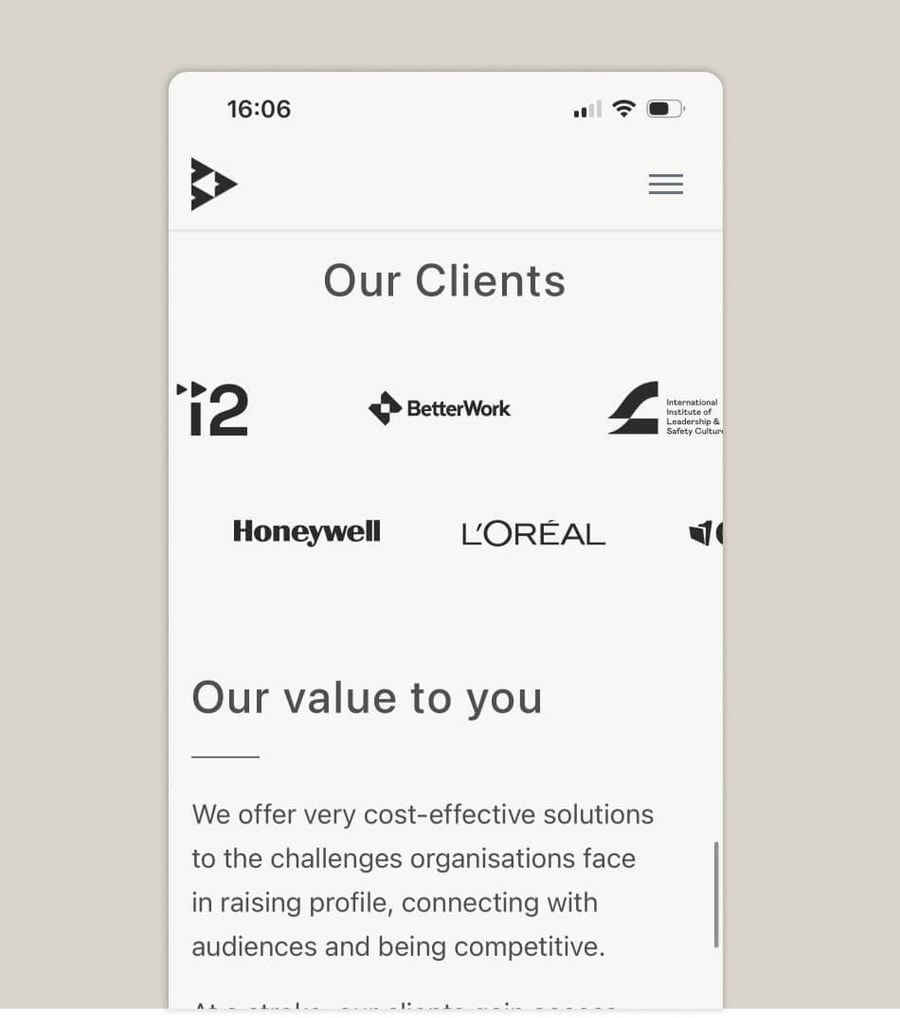 Branagh PR website Our Clients section design, by On Poynt Creative