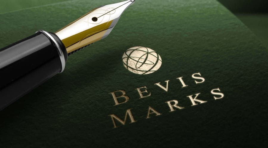 Bevis Marks logo embossed on premium packaging with gold pen, by On Poynt Creative