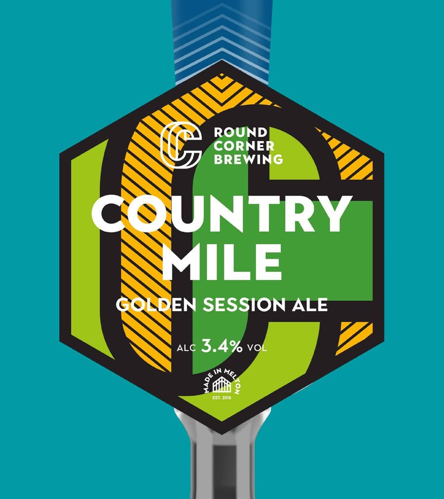 Round Corner Brewery Country Mile beer label design, by On Poynt Creative