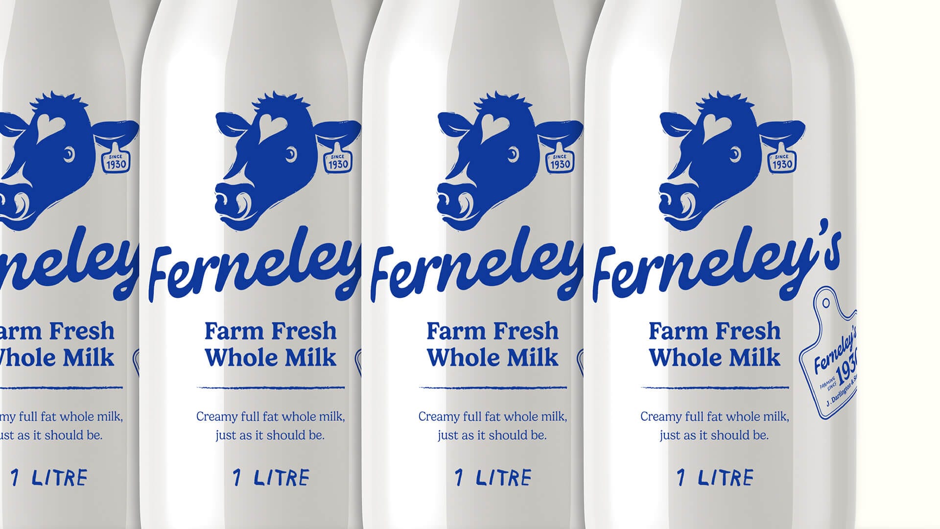 Ferneley's milk bottle packaging design by On Poynt Creative