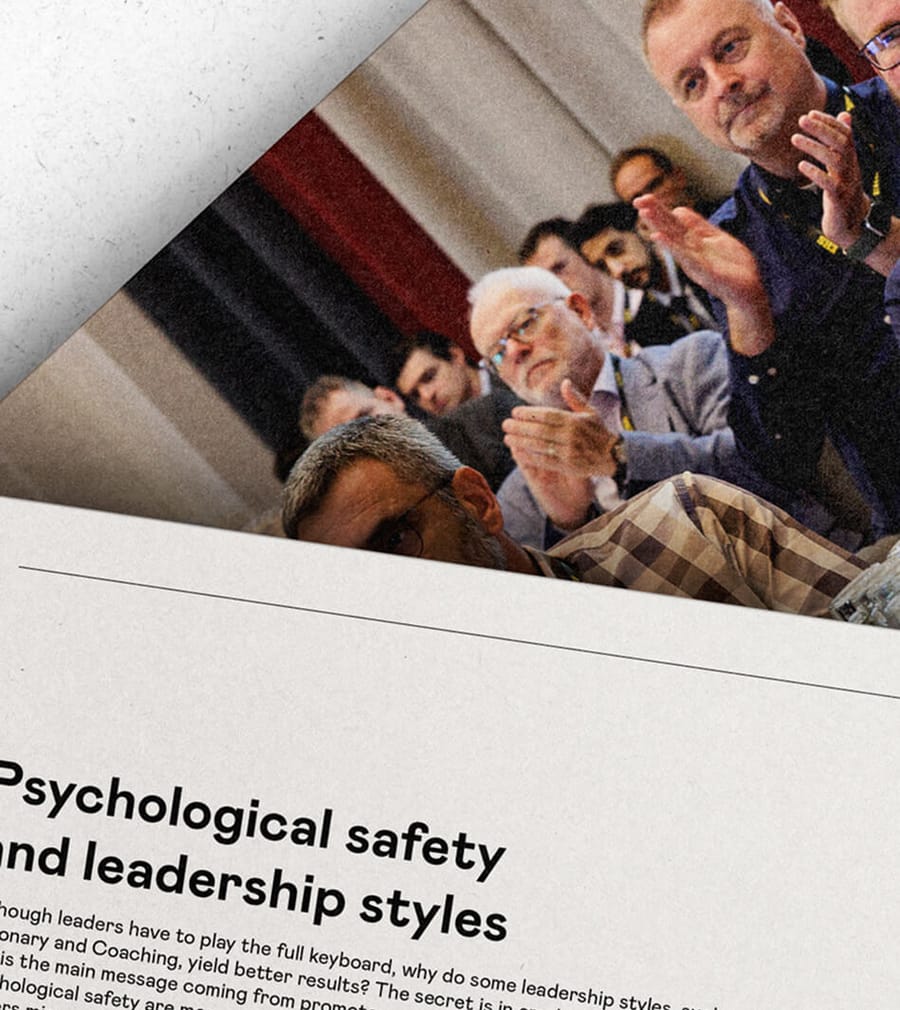 IILSC white paper page on psychological safety and leadership styles, by On Poynt Creative
