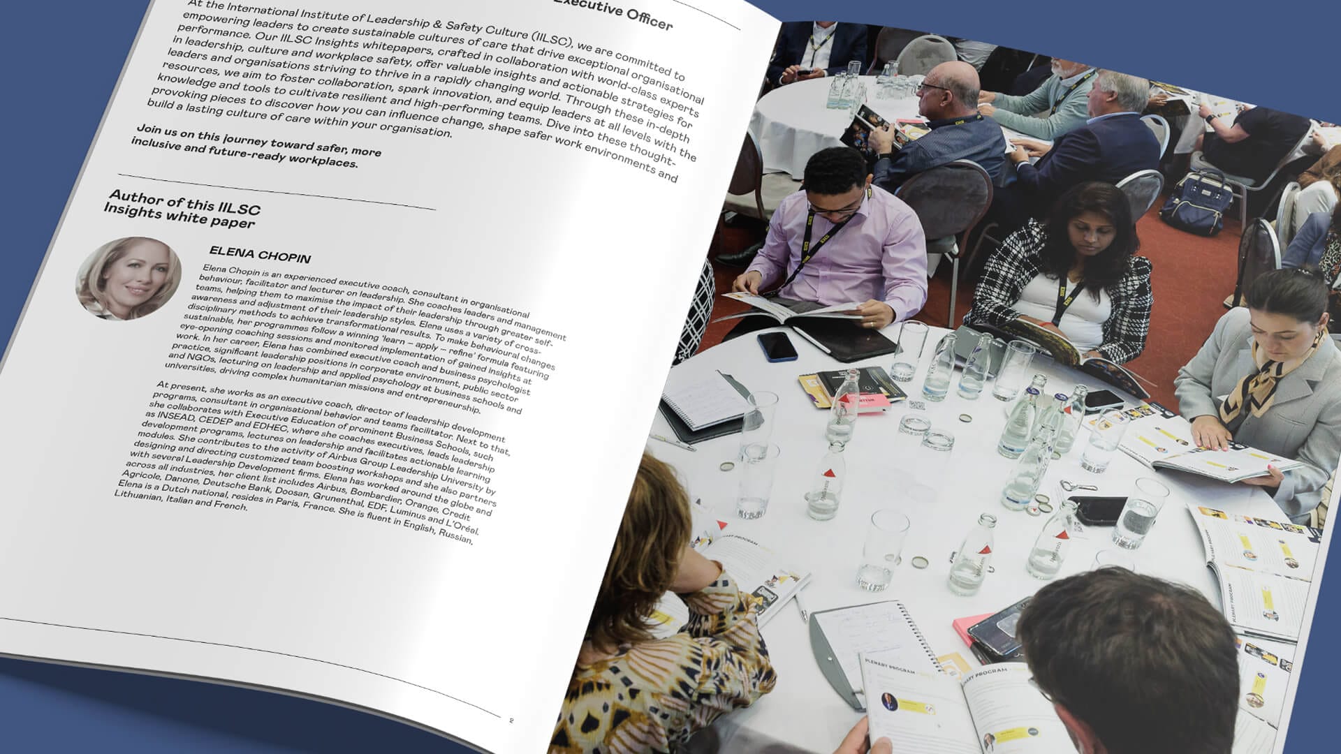 IILSC white paper page design with conference meeting photography, by On Poynt Creative